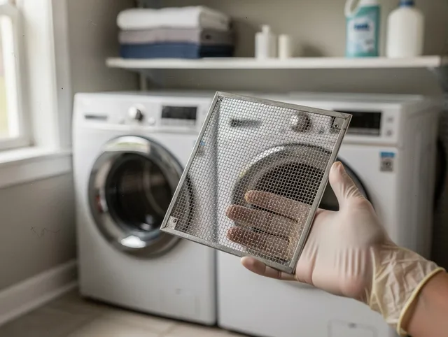 Tyngsborough Dryer Vent Cleaning specialist performing detailed lint trap cleaning service in Tyngsborough