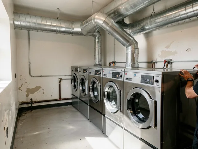 Tyngsborough Dryer Vent Cleaning team performing large-scale commercial dryer vent cleaning in Tyngsborough