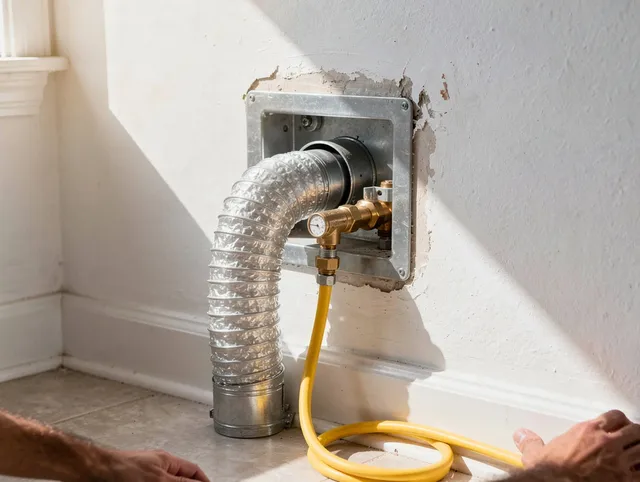 Tyngsborough Dryer Vent Cleaning certified technician performing specialized gas dryer vent cleaning in Tyngsborough